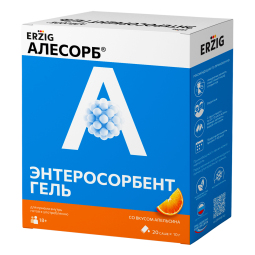 Алесорб энтеросорбент гель эрциг внутр. апельсин 10г N20