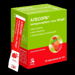 Алесорб энтеросорбент гель Эрциг внутрь клубника пакет-саше 10г N20